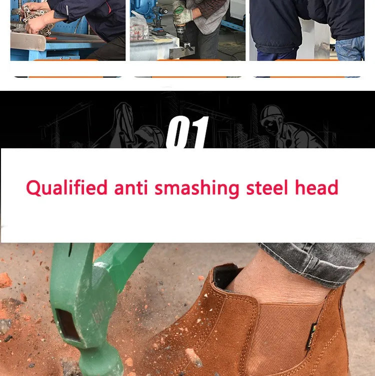 Anti Smashing And Anti Piercing Suede Safety Shoes Men's Steel Toe Cap Protection Work Shoes Fashion Scarpe Antinfortunistiche