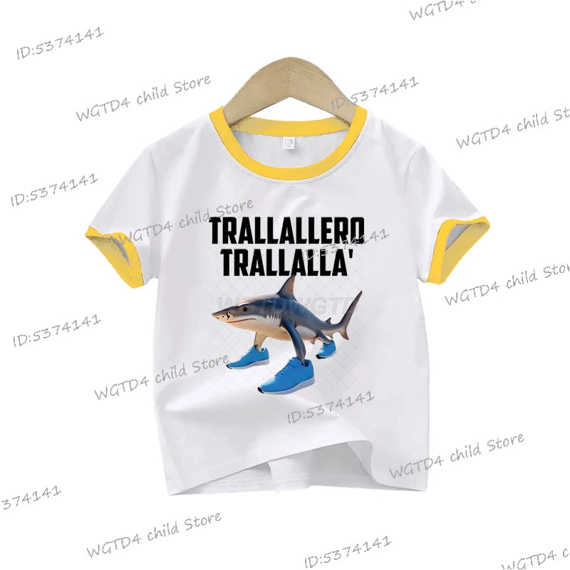 Ropa para niños: Camiseta estampada italiana Brainrot Tralalero Tralala para niños, moda para amantes de los tiburones, meme divertido, ropa para niños