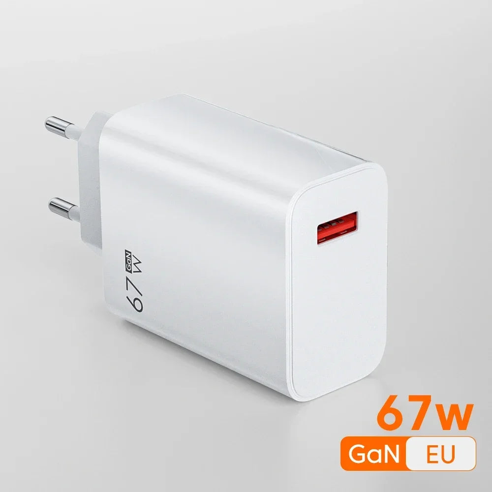 Cargador USB de carga rápida de 67 W con cable tipo C de 6 A para Xiaomi 14 Ultra Pro, Redmi Note 13 Pro, X5, F5 Pro y adaptador de pared para teléfono móvil.