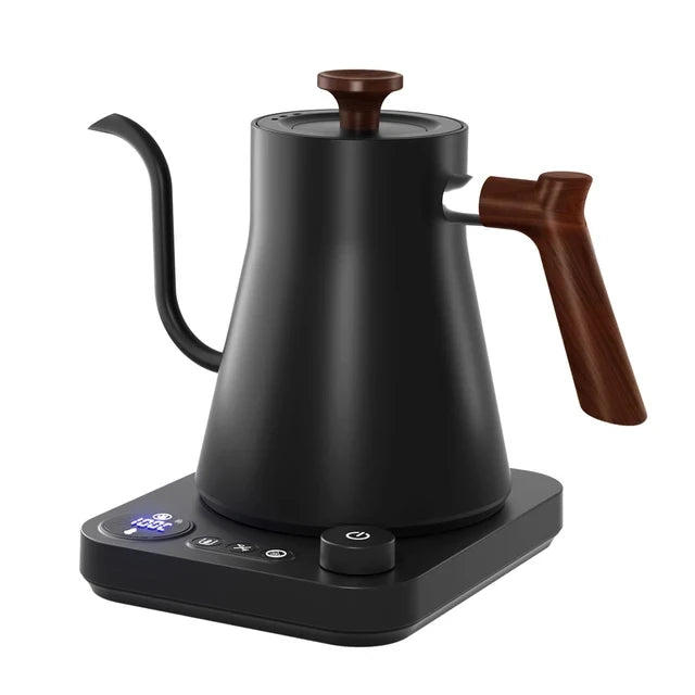 Hervidor eléctrico de cuello de cisne de 110 V/220 V con control de temperatura inteligente, 1200 W, calentamiento rápido, revestimiento de acero inoxidable 304, 900 ml