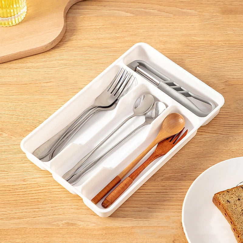 Gabinetes de cocina de 4/5 rejillas, caja de almacenamiento para palillos y vajilla, organizador divisor para cuchillos, tenedores y cucharas, cajón de almacenamiento para cuchillos y tenedores.