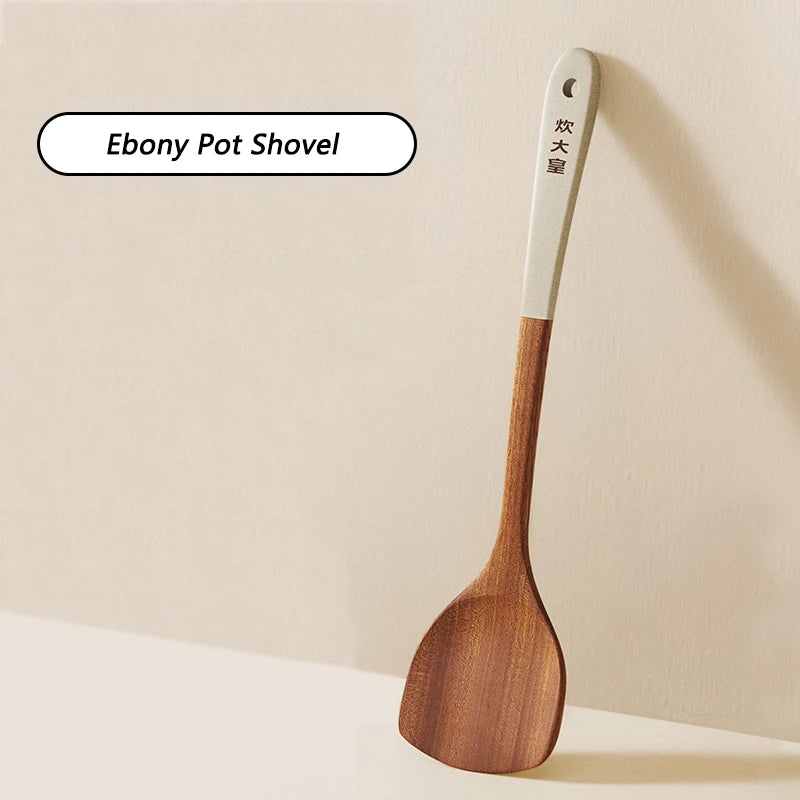Espátula de madera de ébano COOKER KING, sartén antiadherente, espátula especial para saltear, espátula resistente al calor, cuchara para sopa de arroz, utensilios de cocina