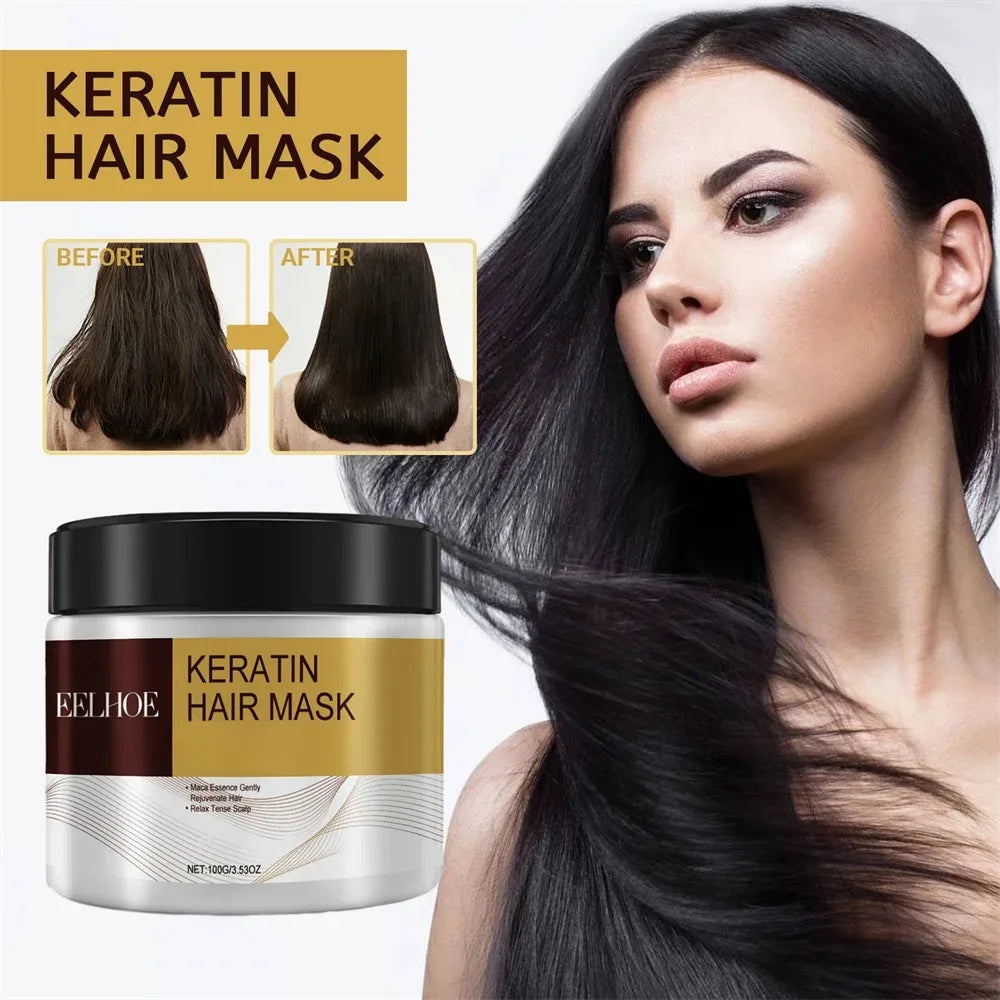 Mascarilla capilar con keratina, nutrición profunda, hidratación, reparación, frizz seco, acondicionador dañado, suavizado, brillo duradero.