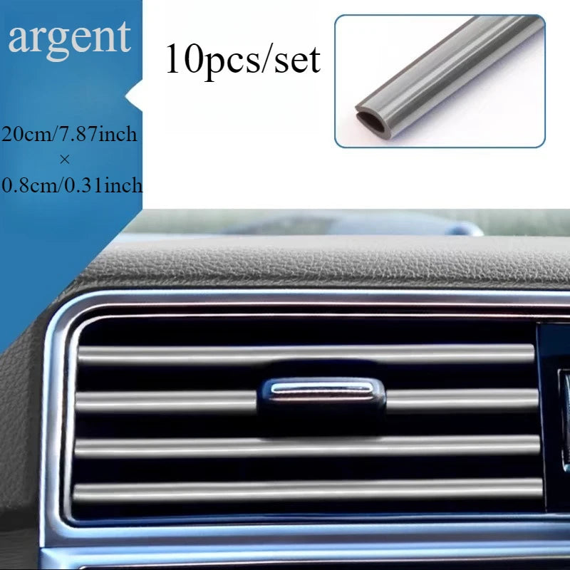 Juego de 10 tiras decorativas para salida de aire acondicionado interior de coche, accesorios DIY, estilo creativo general para coche.