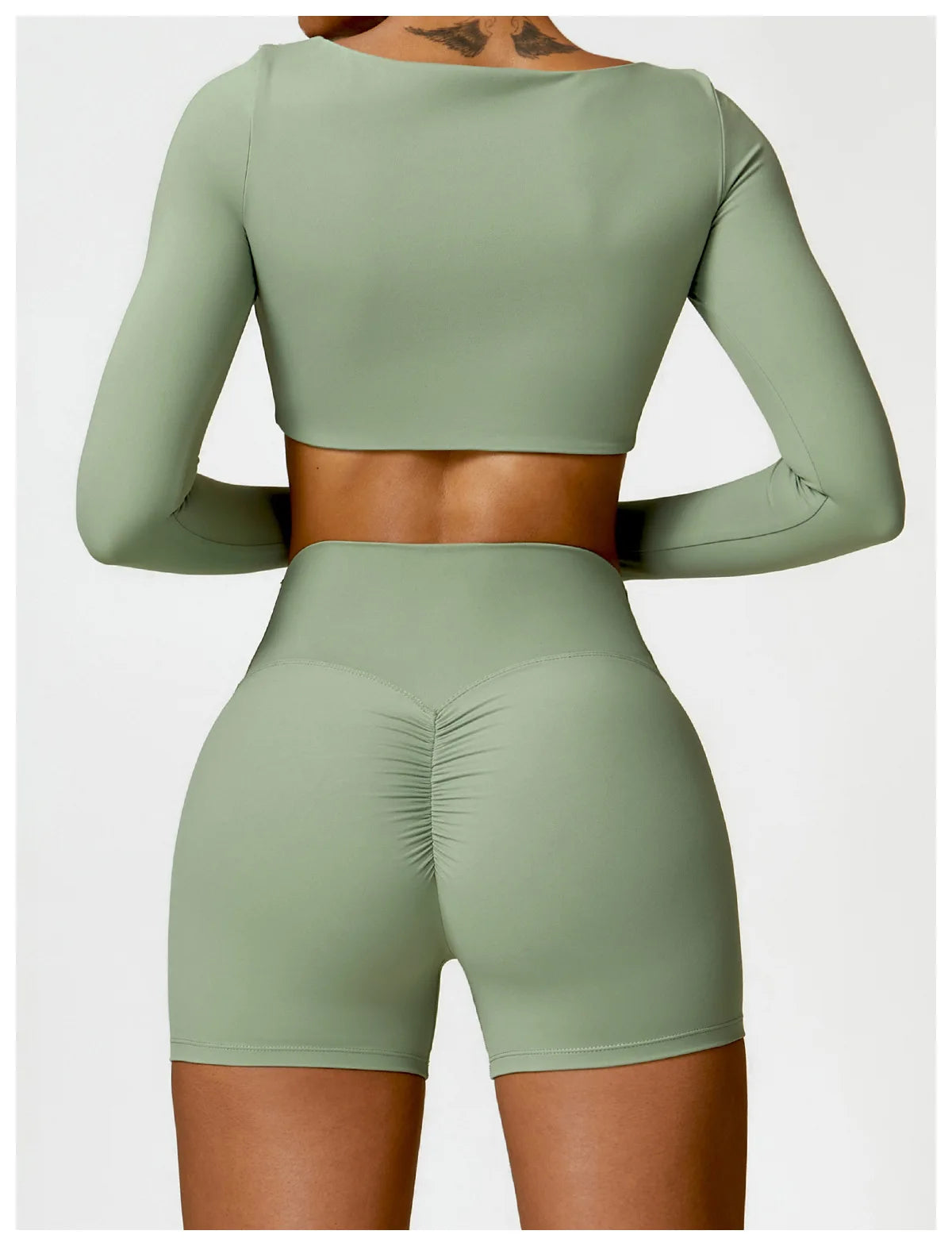 Conjunto de chándal de yoga para mujer, 2 piezas, ropa deportiva para entrenamiento, ropa deportiva, leggings de gimnasio, sujetador de fitness, top corto, trajes deportivos de manga larga