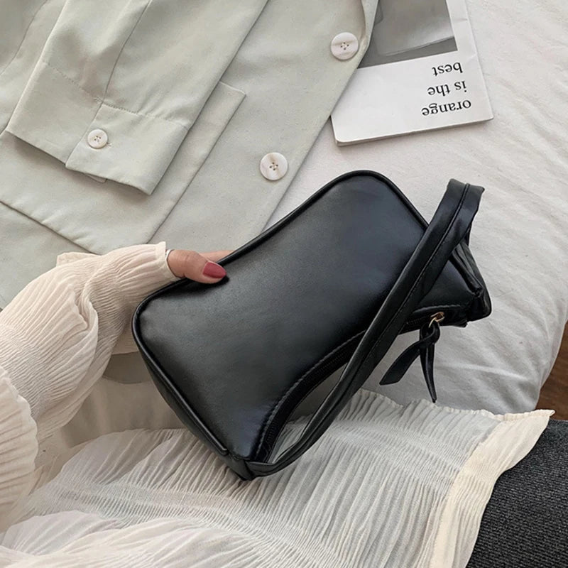 1 bolso retro para el antebrazo, bolso de mano con lazo para mujer, bolso de piel sintética para compras al aire libre.