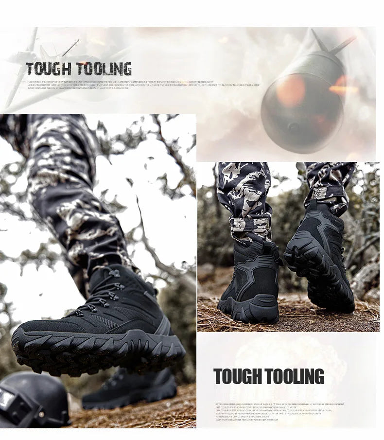 Upgraded Tactics Combat Training Boots Male Outdoors Camping Anti-wear Rapid Response Hiking Shoes Fishing Hunting Sneakers Men