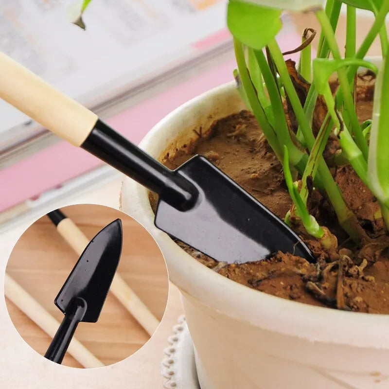 Juego de tres herramientas de jardinería: miniherramientas de jardinería, pala multifunción, rastra, pala para plantas domésticas, pala para tierra de pino.