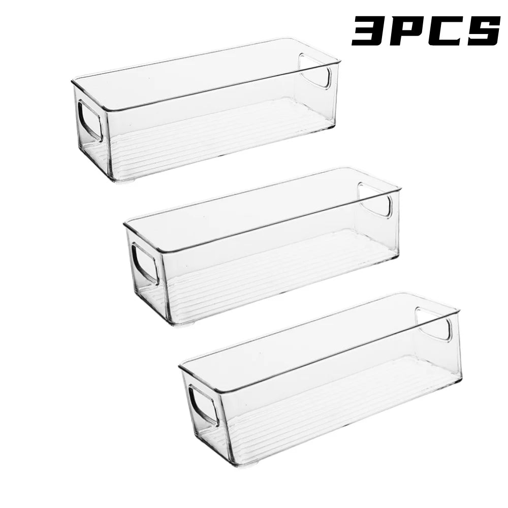 1/2/3 contenedores transparentes para despensa con asas, organizadores apilables para refrigerador, contenedores organizadores para gabinetes o refrigeradores