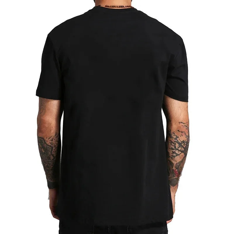 Camiseta deportiva informal de manga corta con cuello redondo y estampado gráfico creativo de talla holgada de verano 100 % algodón para hombre 2025