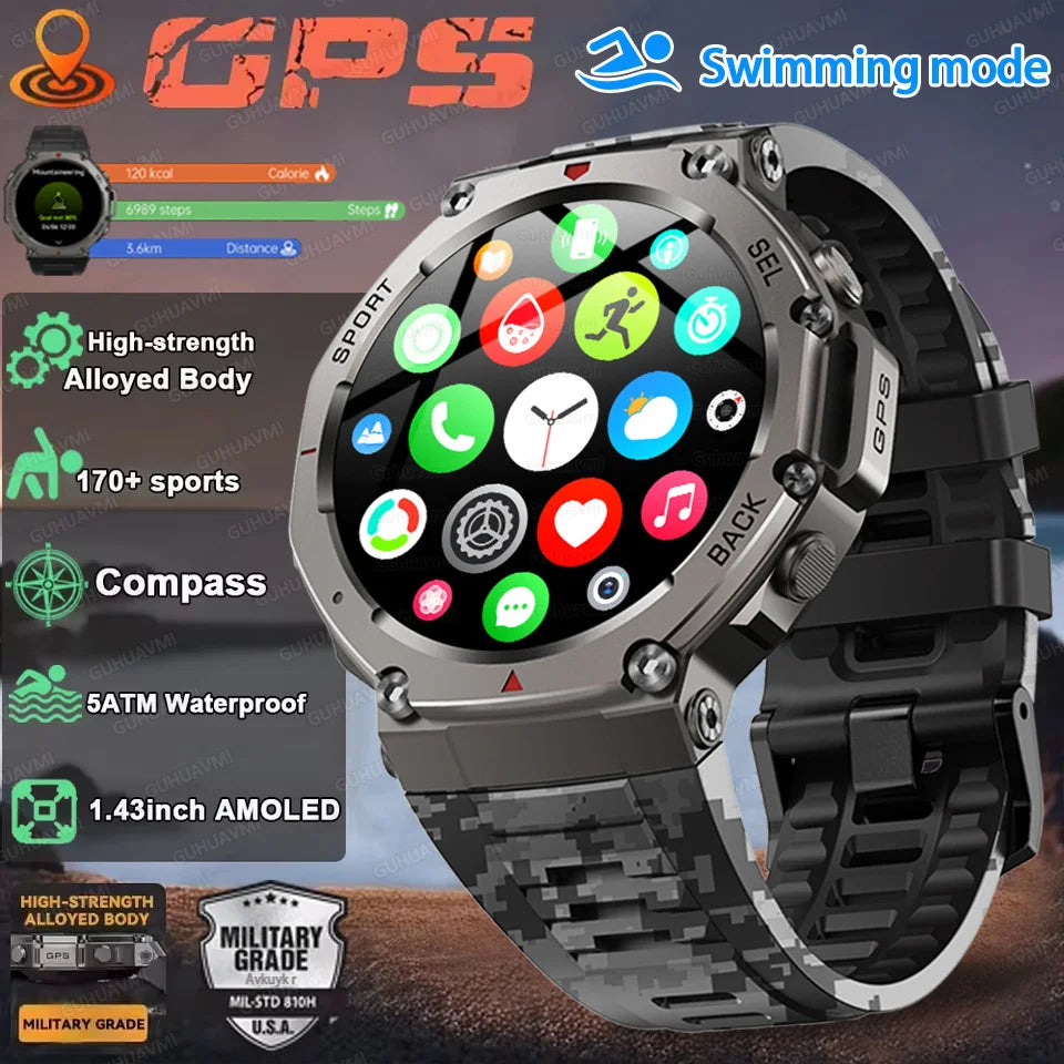 Reloj inteligente T-Rex 3 original con GPS, resistente al agua hasta 10 ATM, para hombre, con más de 170 modos deportivos y llamadas HD, compatible con relojes Huawei y Samsung 2025.