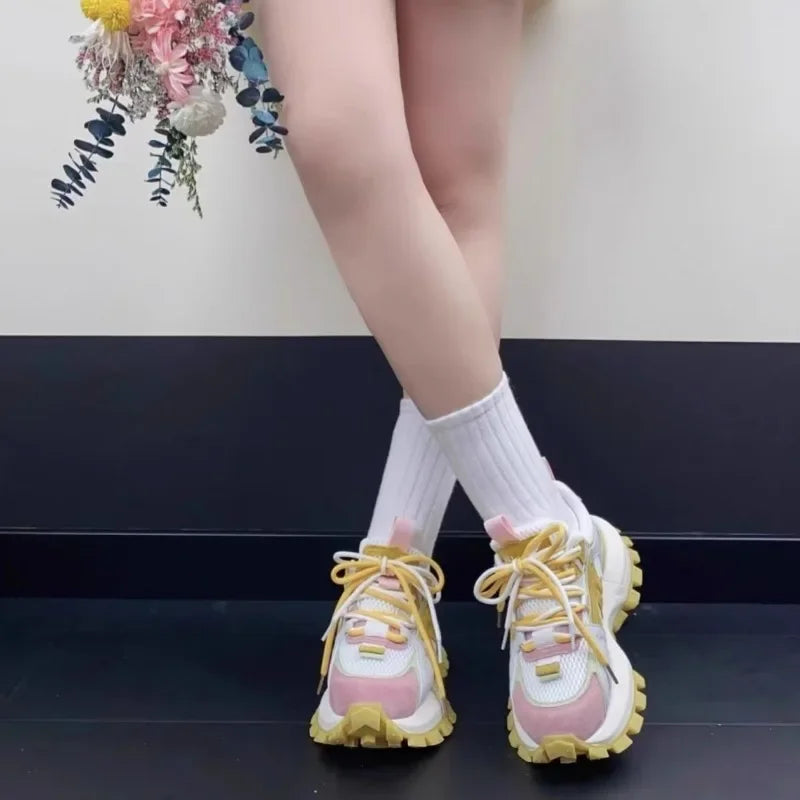 Zapatillas deportivas informales con diseño de dopamina para mujer, con suela gruesa, versátiles y a la moda, Ah Gan, 2025