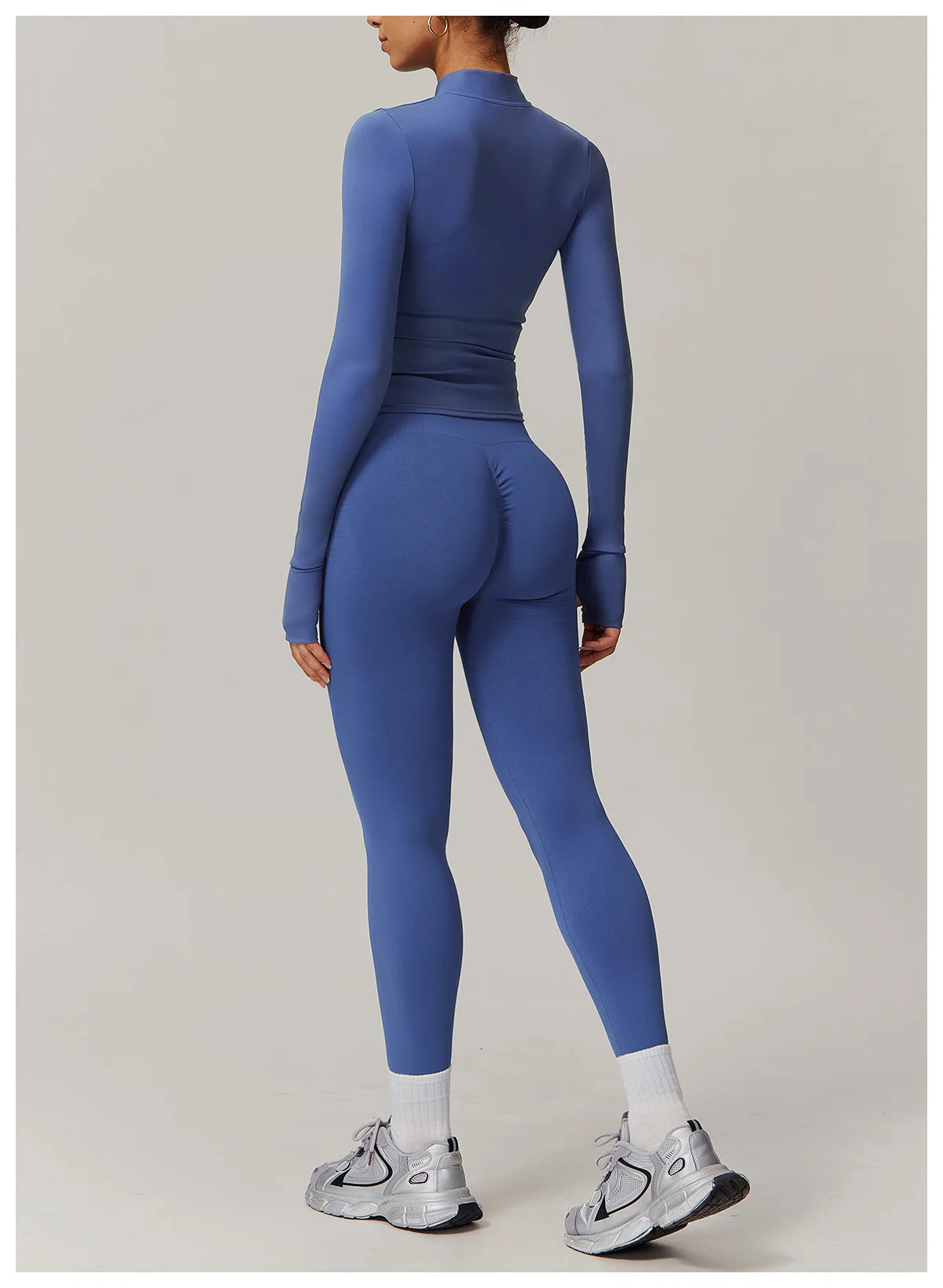 Conjunto deportivo de 2 piezas para mujer, chándal para correr, entrenamiento, con cremallera, pantalones cortos de manga larga, ropa de yoga, ropa deportiva