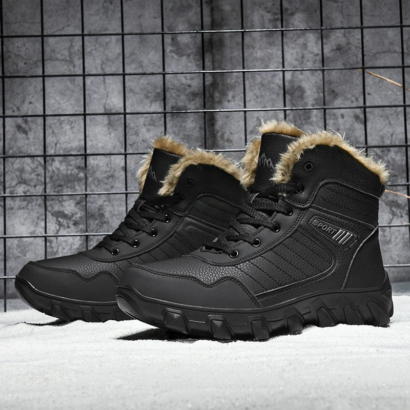 Botas de invierno para hombre, zapatillas cálidas, impermeables, antideslizantes, de felpa, de cuero, talla grande 48, novedad de 2024