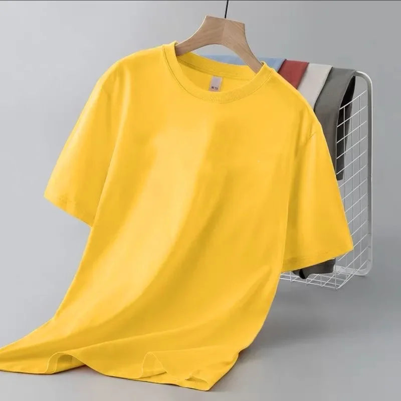 Camiseta de manga corta de color liso para hombre, corte entallado, clásica, versátil, interior, adelgazante, para verano, 2024