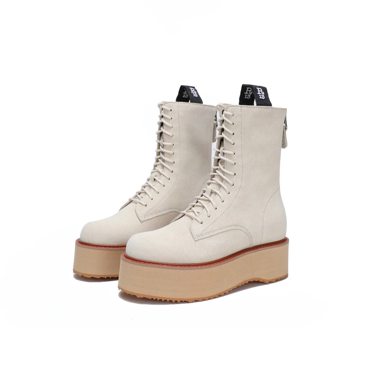 Botas de mujer de nuevo estilo con suela gruesa y cremallera trasera con cordones ajustables