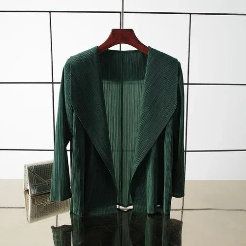 ALSEY Miyake - Cárdigan plisado de color liso para mujer, camiseta de verano, nuevas camisas y blusas holgadas, ropa estética holgada
