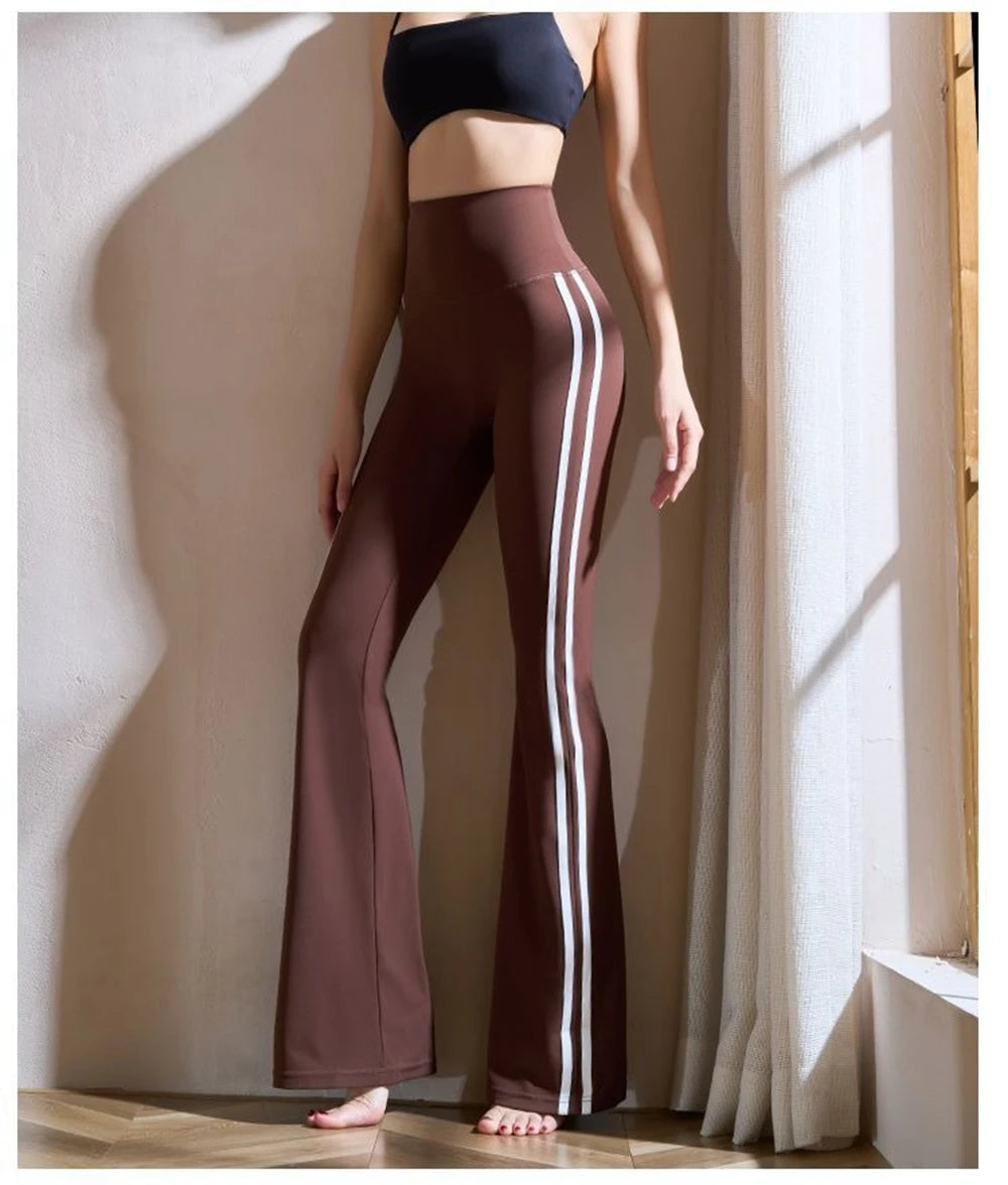 Women Yoga Flare Leggings Fitness Push Up High Waist Wide Leg Workout Pants Gym Elastic Tights Exercise Sport Pant Bell Bottomed