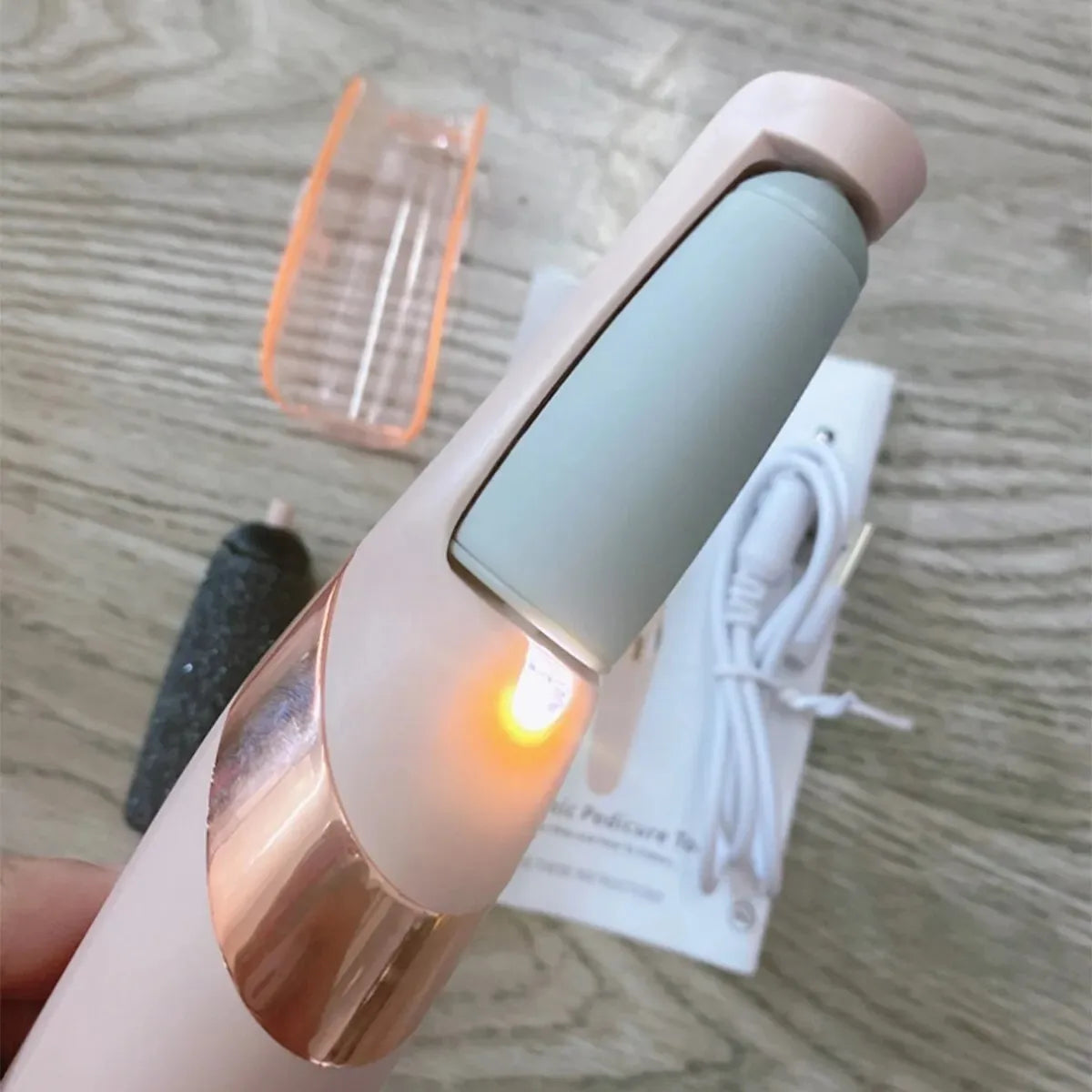 Lima electrónica para pies y removedor de tejido cicatrizante, color rosa