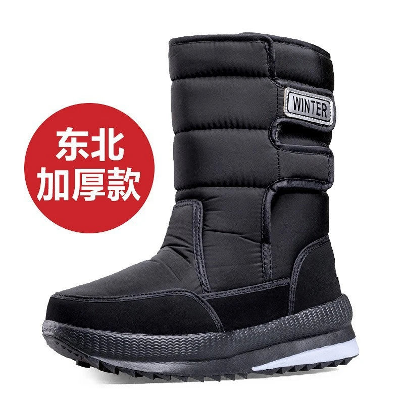 Botas de nieve gruesas, antideslizantes, cálidas, de terciopelo, para hombre y mujer, de algodón, para invierno.