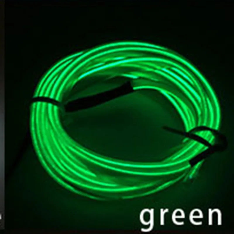 Tira de luces LED de neón para ambiente interior de coche, 5 m/118,11 pulgadas, tubo de luz fría EL flexible para bricolaje, decoración para coche