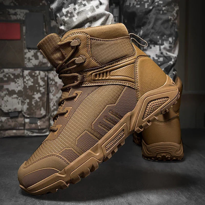2024Men's Boots Outdoor Tactical mid-waist Boot Men's Hiking Shoes Non-slip Desert Combat Boots Men's Solid Color Snow Boots New