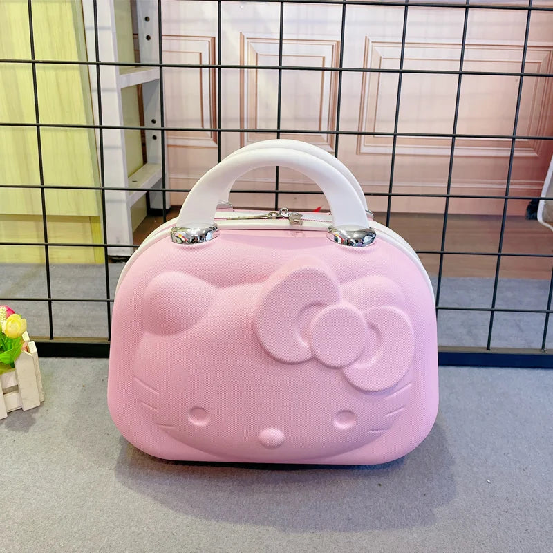 Maleta original de Hello Kitty con dibujos animados, estuche de viaje para cosméticos, gran capacidad, multifuncional, sencilla, con cerradura, bonitos regalos hechos a mano.