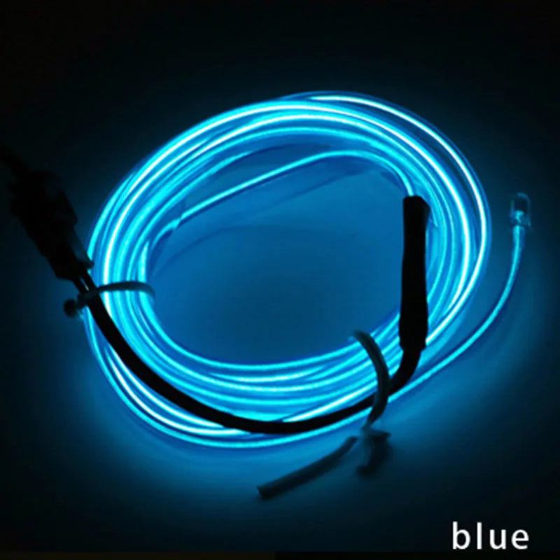 Tira de luces LED de neón para ambiente interior de coche, 5 m/118,11 pulgadas, tubo de luz fría EL flexible para bricolaje, decoración para coche