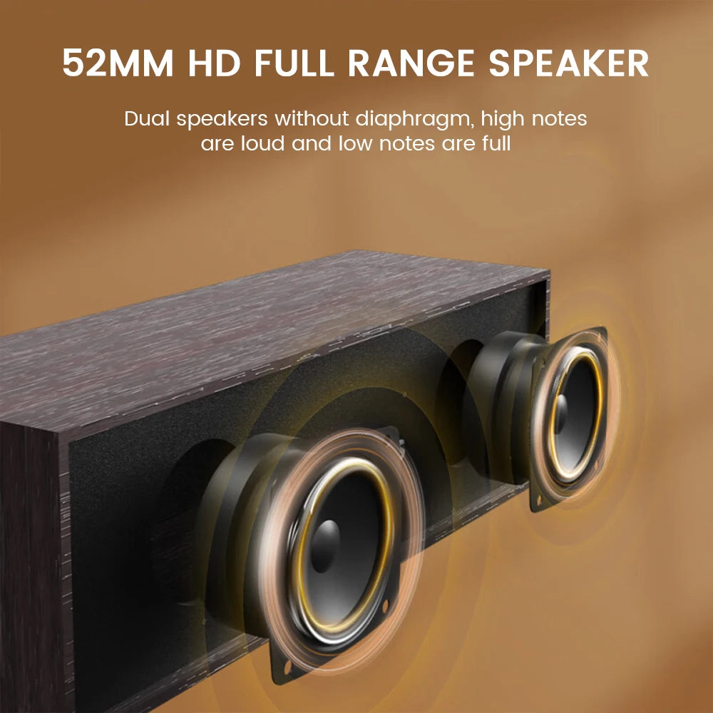 Altavoz de escritorio PHILIPS SPA3609 con controlador dinámico de 53 mm, voz humana pura, efecto de sonido envolvente y diseño de carcasa de madera.