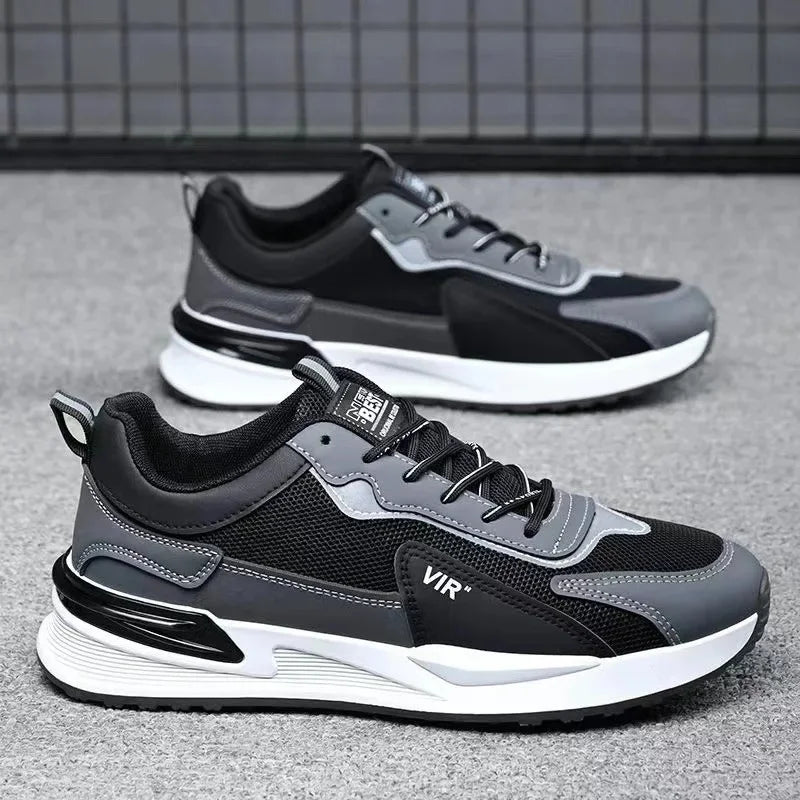 Zapatillas de running de caña baja para hombre 2025, nuevo estilo coreano, suela suave, con cordones, deportivas de moda, transpirables, cómodas y casuales