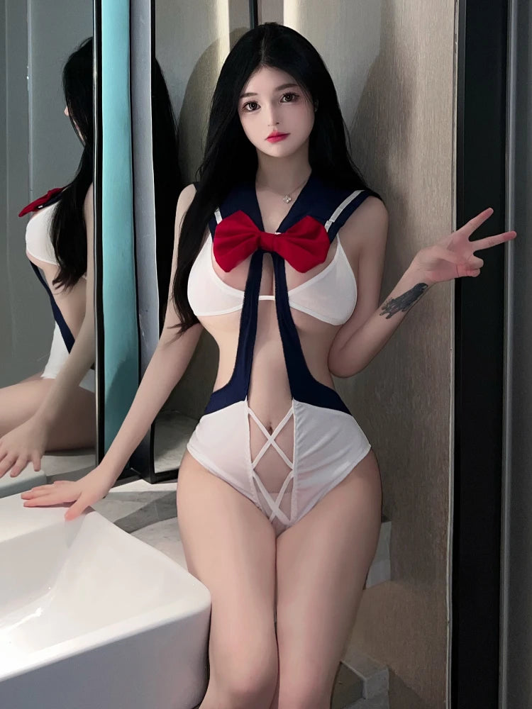 Role Play Student Cosplay Sexy Set Lingerie Full Set Plaid Skirt Female Underwear 6-Piece Youth Lingerie Accessories Sexy Girl