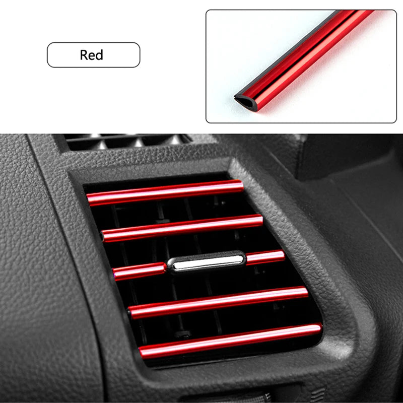 10 tiras decorativas suaves para salida de aire acondicionado de coche, accesorios para rejilla interior de coche, tira decorativa universal en forma de U.