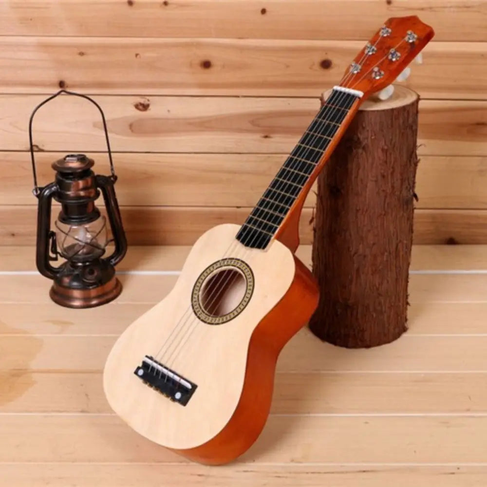 Guitarra infantil de madera maciza con perilla de cuerda ajustable, instrumento infantil multicolor, juguete clásico de alta calidad de sonido.