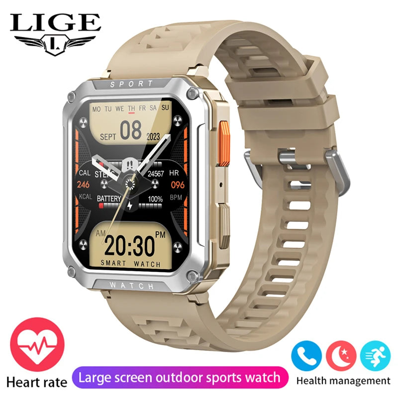 FOXBOX 2025 Reloj inteligente militar para exteriores para hombre, con Bluetooth, llamadas, deportivo, resistente al agua, asistente de voz, reloj de fitness para hombre, nuevo