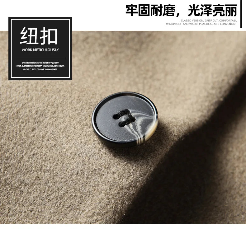 Brand Top Quality Double-Sided Woolen Men's Coat Autumn Winter Business Casual 71.8% Wool Male Medium Long Hommnre Coat