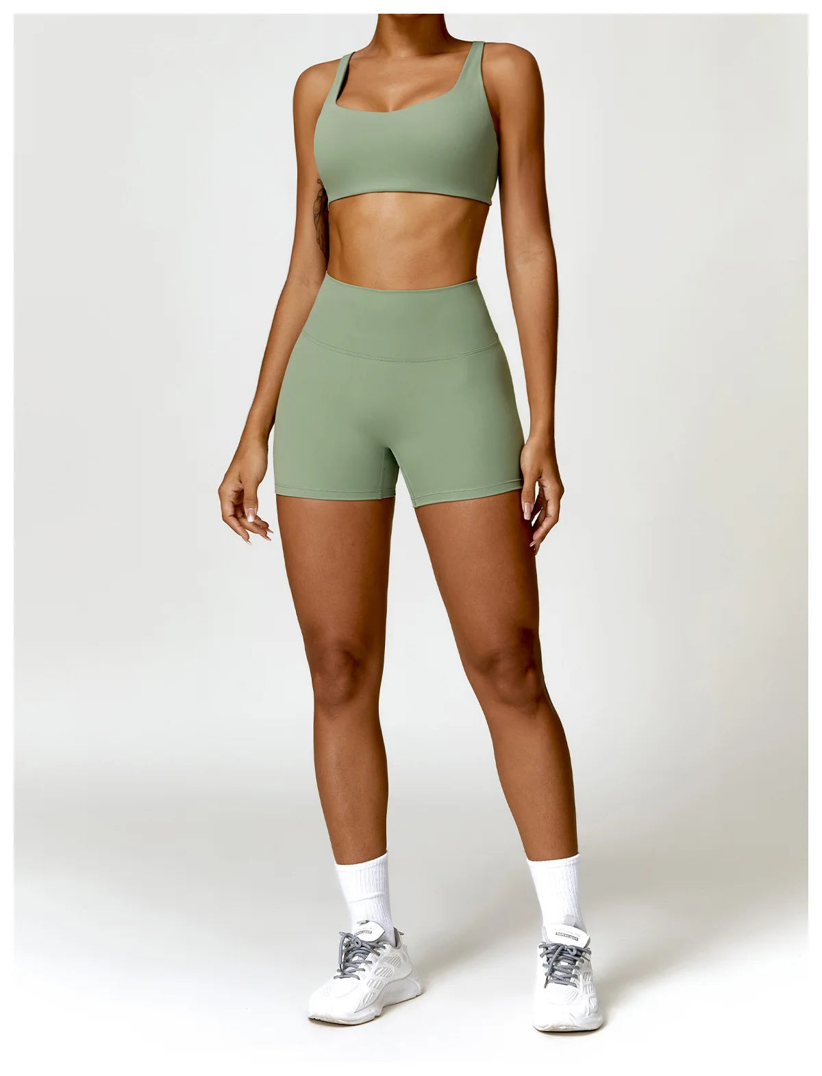 Conjunto de chándal de yoga para mujer, 2 piezas, ropa deportiva para entrenamiento, ropa deportiva, leggings de gimnasio, sujetador de fitness, top corto, trajes deportivos de manga larga