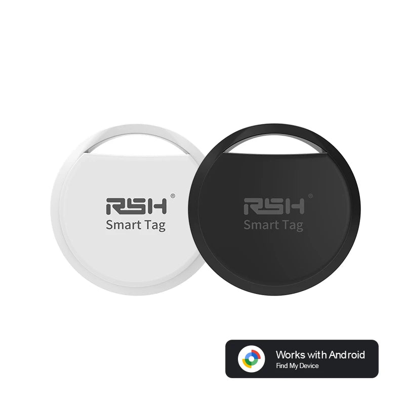 Rastreador GPS Bluetooth original de la marca RSH para teléfonos Android. Funciona con la aplicación Google Find My. Buscador de llaves para mascotas para Xiaomi y Samsung Pixel.