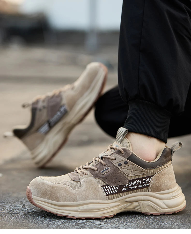 Zapato de trabajo antiperforación para hombre, zapatillas de trabajo de seguridad transpirables con puntera de acero, zapatos indestructibles, botas de trabajo transpirables.