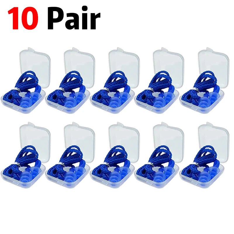 Tapones de silicona suaves con reducción de ruido y protección auditiva, reutilizables, con cordón de goma, para dormir, nadar, roncar y practicar deportes.