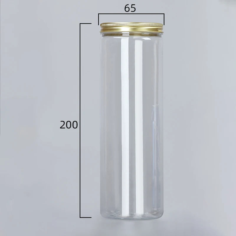 Frasco de plástico transparente de 15 tamaños con tapas de aluminio rosa, contenedor vacío para crema facial, contenedor de cosméticos, botellas rellenables de viaje doradas.