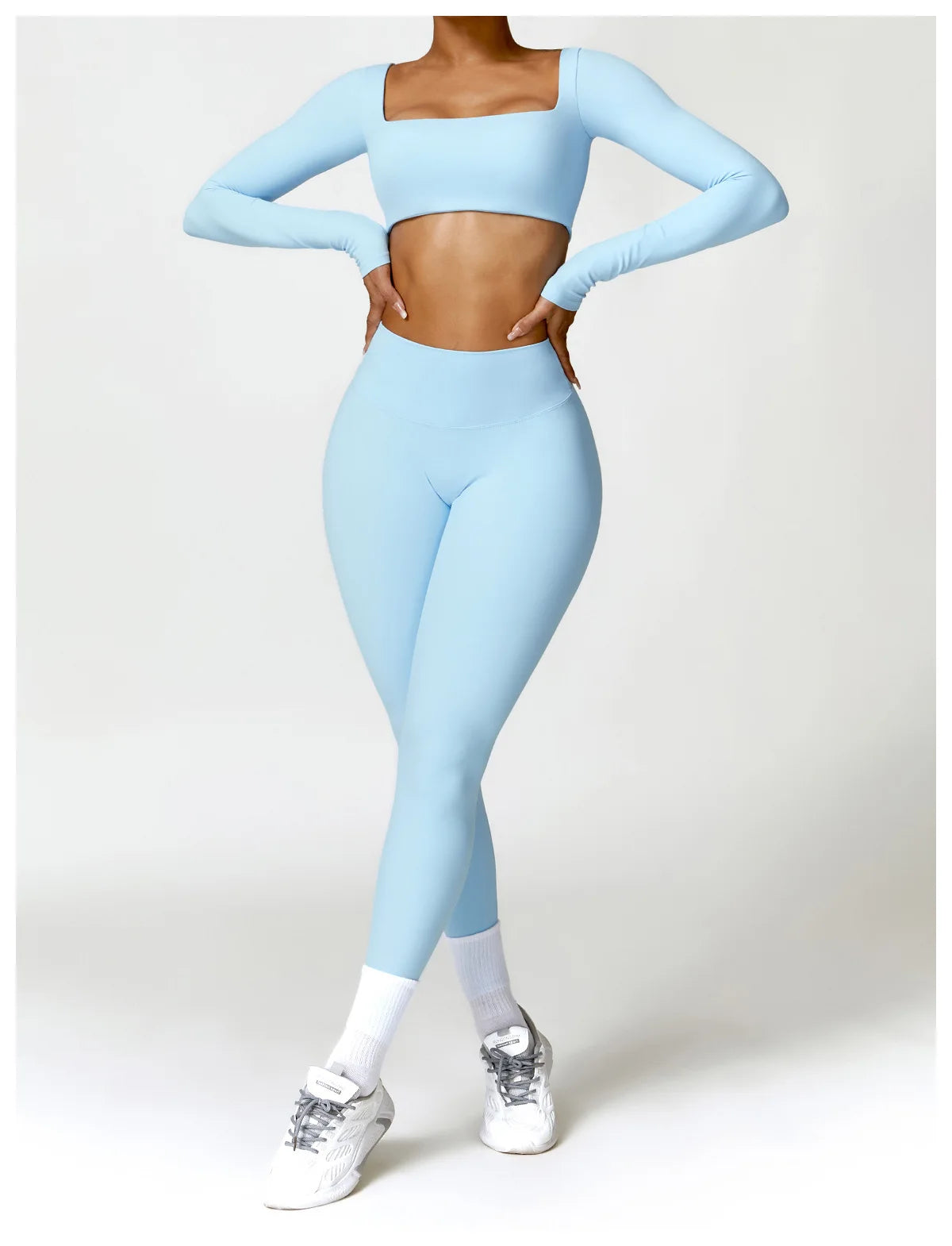 Conjunto de chándal de yoga para mujer, 2 piezas, ropa deportiva para entrenamiento, ropa deportiva, leggings de gimnasio, sujetador de fitness, top corto, trajes deportivos de manga larga