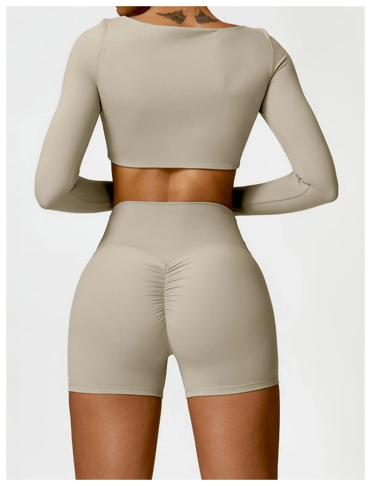 Conjunto de chándal de yoga para mujer, 2 piezas, ropa deportiva para entrenamiento, ropa deportiva, leggings de gimnasio, sujetador de fitness, top corto, trajes deportivos de manga larga
