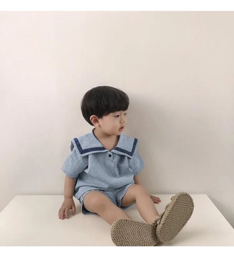 Conjuntos de ropa para niños y niñas, de muselina, con top y pantalones cortos, 2 piezas, traje de algodón español para bebé.