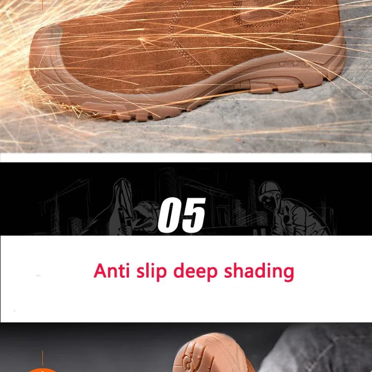 Anti Smashing And Anti Piercing Suede Safety Shoes Men's Steel Toe Cap Protection Work Shoes Fashion Scarpe Antinfortunistiche
