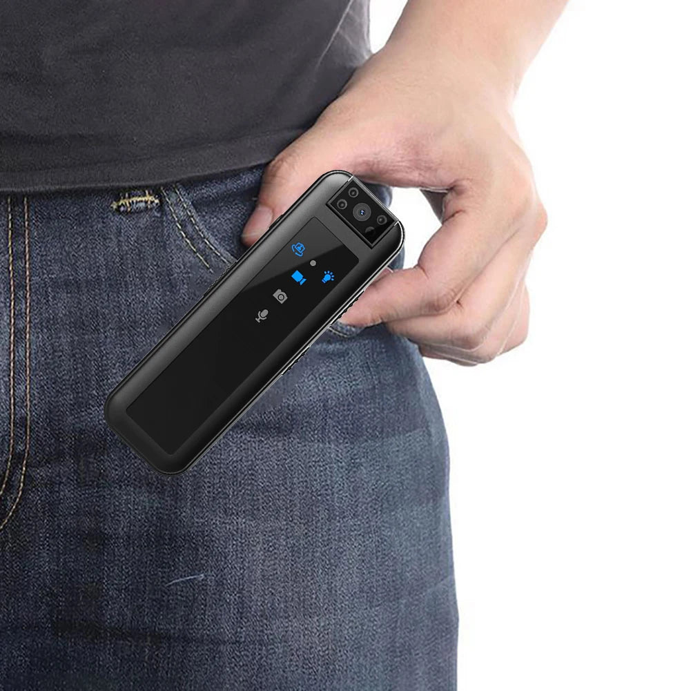 Mini cámara corporal portátil HD1080P, pequeña grabadora policial con visión nocturna infrarroja y clip trasero.