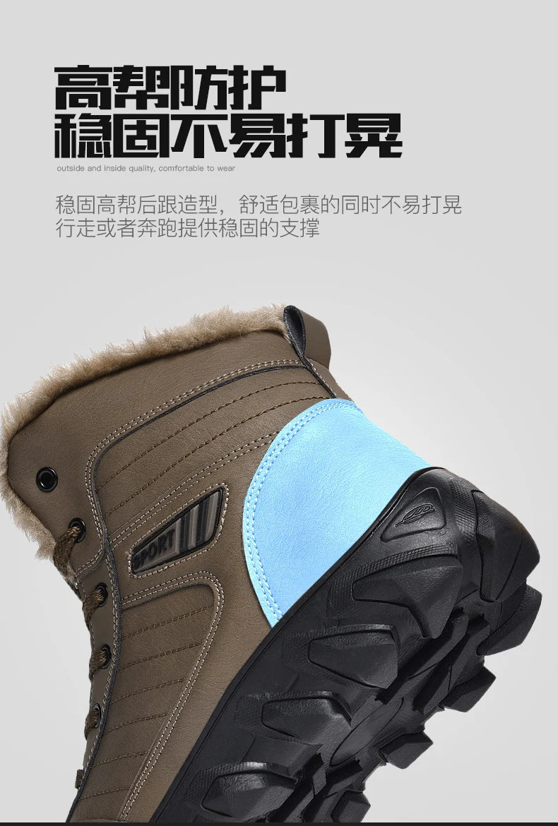 Botas de invierno para hombre, zapatillas cálidas, impermeables, antideslizantes, de felpa, de cuero, talla grande 48, novedad de 2024
