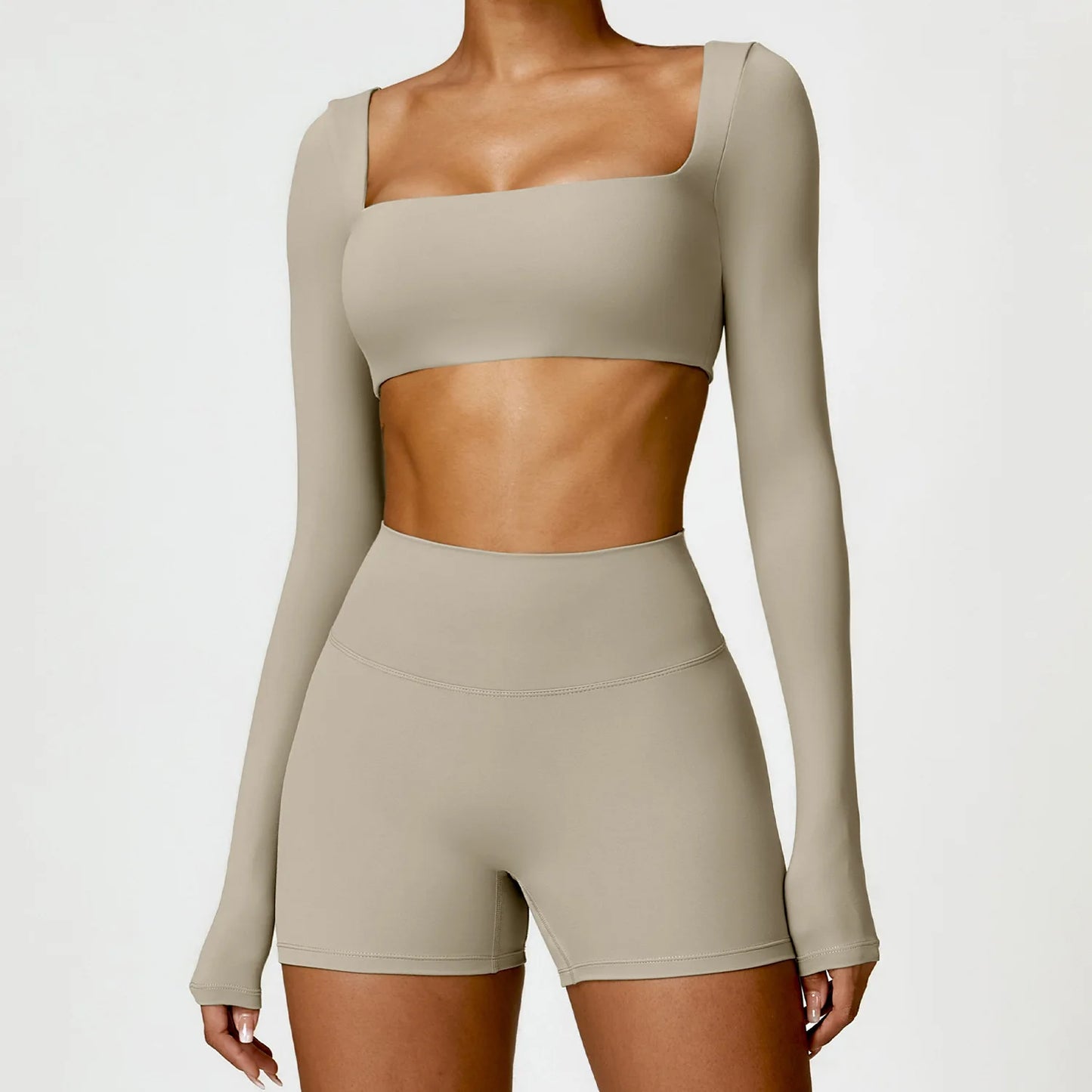 Conjunto de chándal de yoga para mujer, 2 piezas, ropa deportiva para entrenamiento, ropa deportiva, leggings de gimnasio, sujetador de fitness, top corto, trajes deportivos de manga larga
