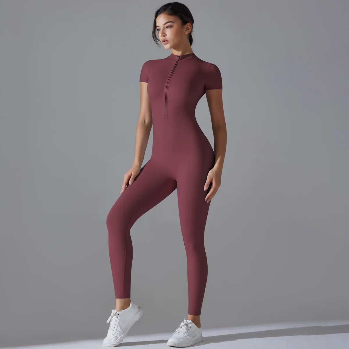 Women Zipper Bodysuits Fitness Sports Bodysuit Yoga Suit Breathable Quick Drying Sports Yoga Clothing Women Gym Push Up Workout