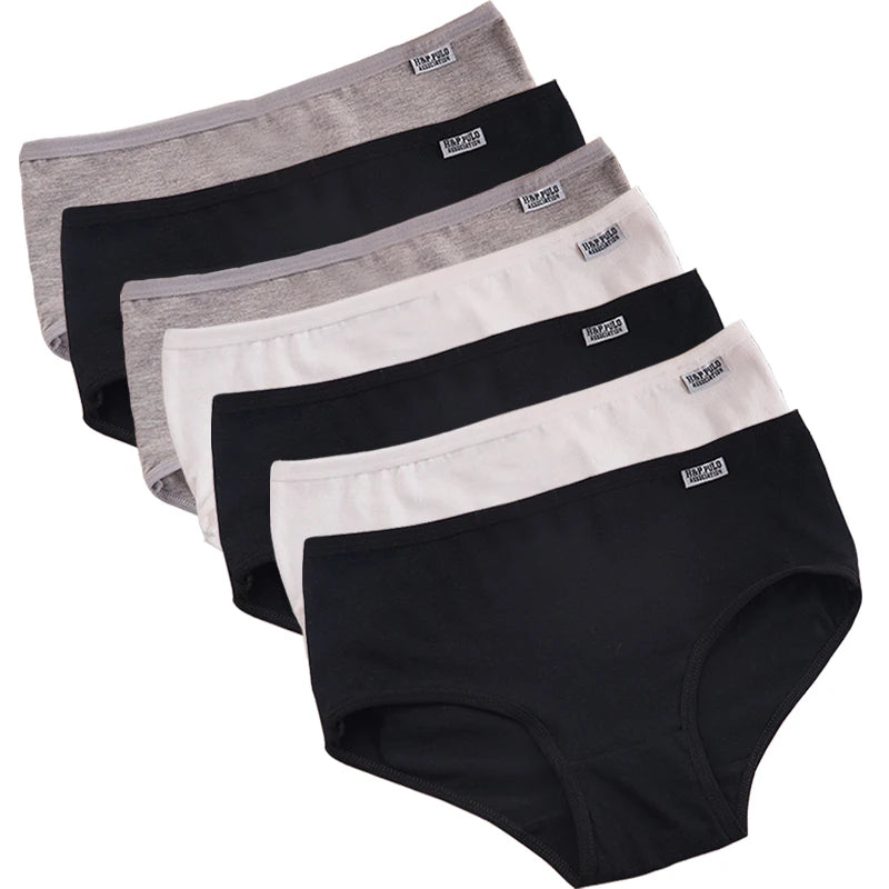 7 bragas de algodón para mujer, ropa interior sexy de talla grande, lencería suave y transpirable, ropa interior femenina de color liso.