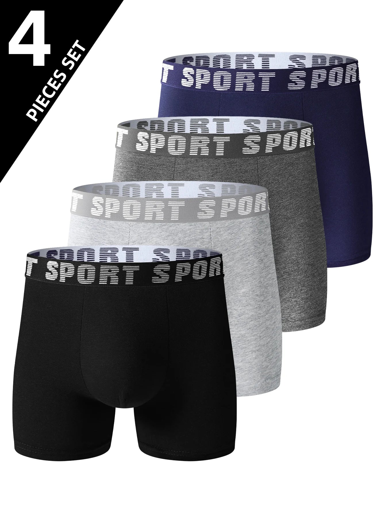 4 piezas de ropa interior deportiva para hombre, pantalones deportivos suaves, transpirables y cómodos, calzoncillos largos modernos y personalizados.